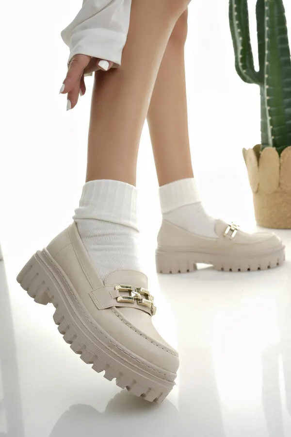 Mocassins Muggo SAMANTHA pour femmes, semelle épaisse, boucle, chaussures décontractées pour tous les jours