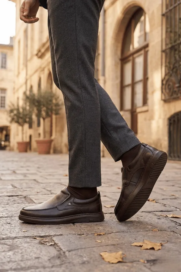 Chaussures décontractées classiques pour hommes Muggo LEGACY en cuir véritable, à enfiler et à semelle confortable