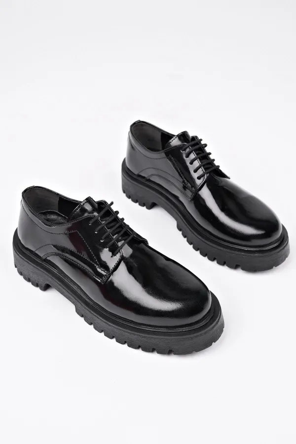 Muggo BLANCA  Bağcıklı Hakiki Deri Kalın Taban Günlük Casual Makosen Kadın Loafer Ayakkabı