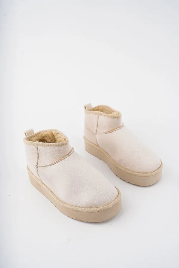 Bottines courtes décontractées Muggo HUG Guaranteed pour femmes, à semelle épaisse et doublure en fourrure.