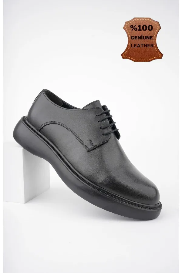 Muggo SMITH Chaussures pour hommes classiques et confortables en cuir véritable, style décontracté, avec semelle orthopédique épaisse.