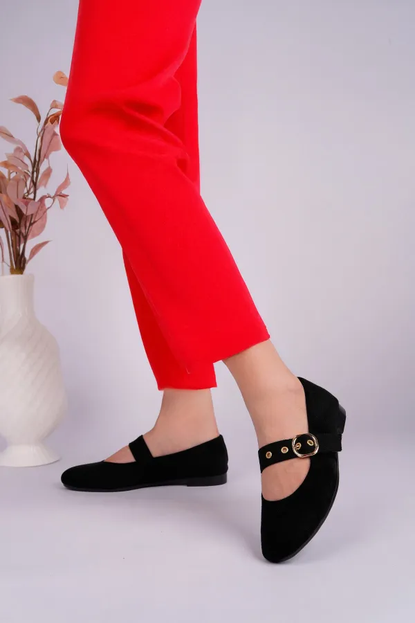 Ballerines en cuir pour femmes Muggo HALSEY à boucle dorée