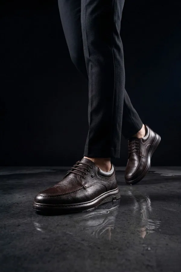 Chaussures décontractées classiques pour hommes Muggo DASH en cuir véritable à lacets et semelle épaisse