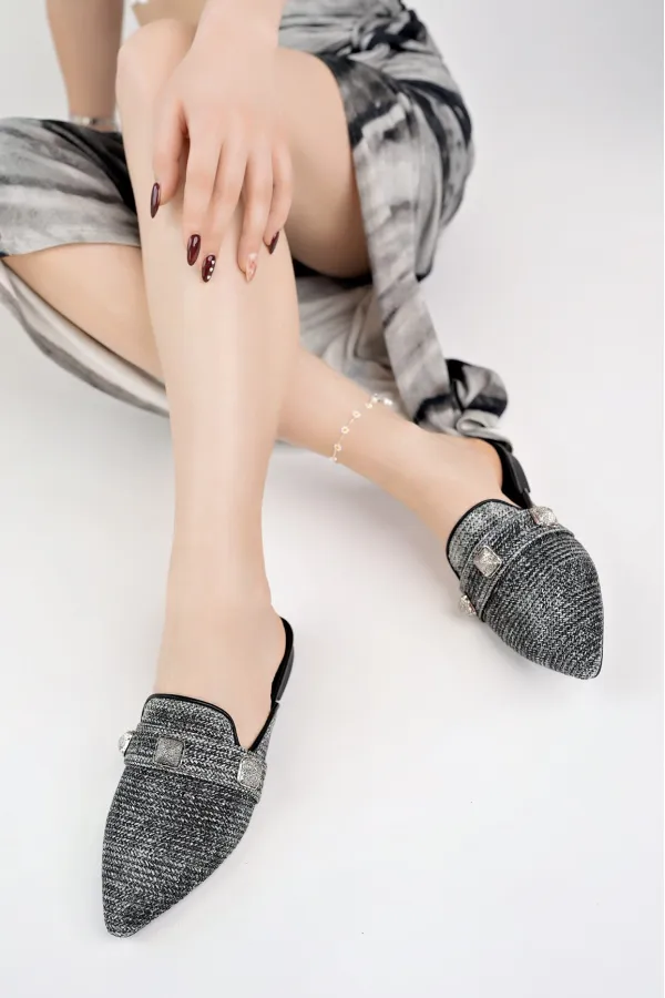 Pantoufles décontractées en paille à bout fermé pour femmes Muggo KENDAL