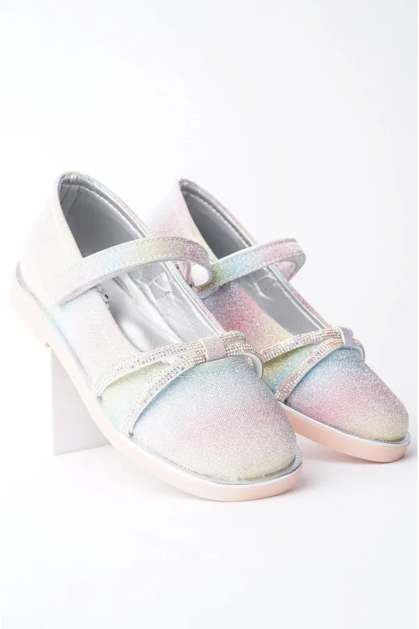 Muggo UNİCORN Garantili Günlük Ortopedik Hafif Taban Taşlı ve Cırtlı Kız Çocuk Babet