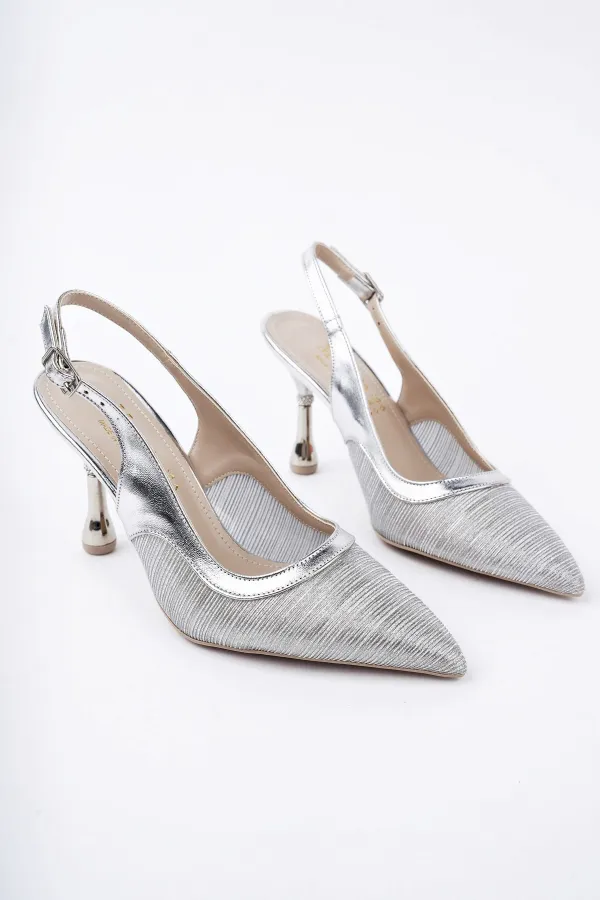 Muggo ARYNA Sivri Burun Arkası Açık Günlük Klasik Kadın Topuklu Ayakkabı