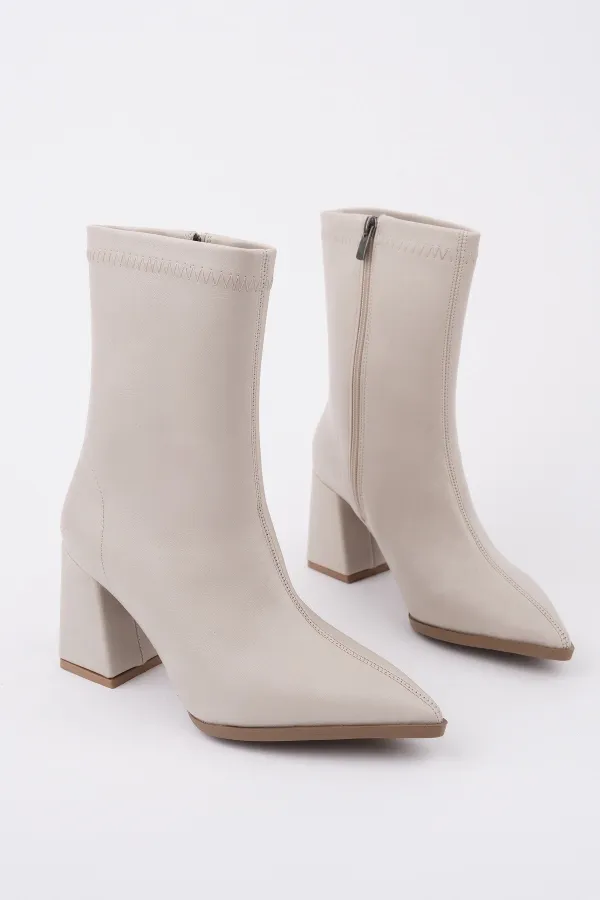 Bottes Muggo CODI à bout pointu, talon épais et fermeture éclair pour femmes