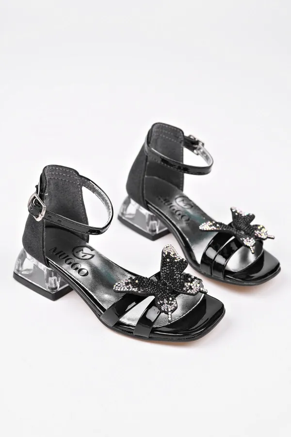 Muggo LOLA Butterfly Detail Ankle Strap Girls' Low Heel Shoes