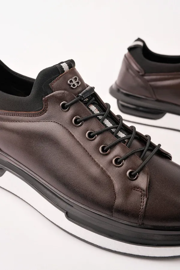 Baskets décontractées à lacets et semelle épaisse en cuir véritable pour homme Muggo REID