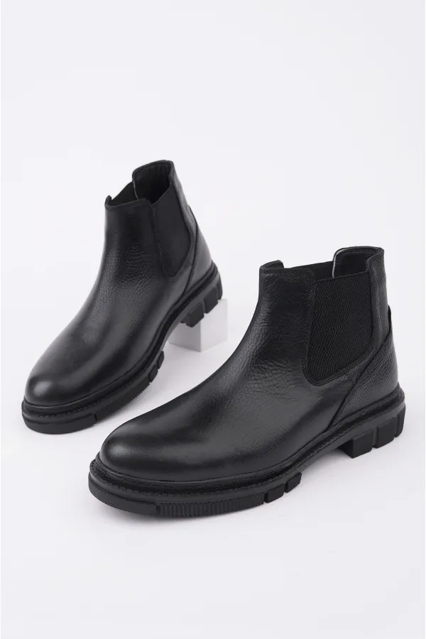 Bottes Chelsea d'hiver pour homme Muggo THOR en cuir véritable garanti, semelle épaisse