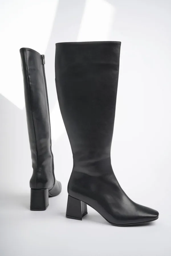 Bottes à talons pour femmes Muggo KAROLINE, bout carré garanti, fermeture éclair latérale