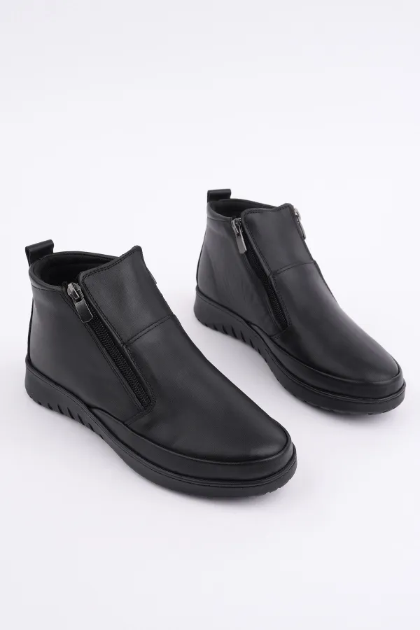 Muggo FENİKS Hakiki Deri Çift Fermuarlı Kadın Bot