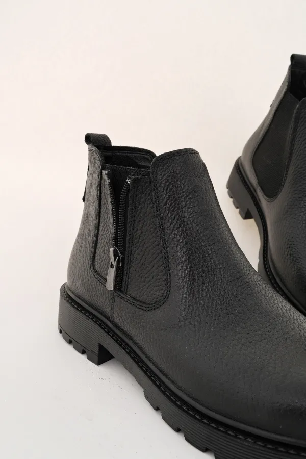 Bottes d'hiver pour hommes Muggo LUXOR en cuir véritable avec fermeture éclair