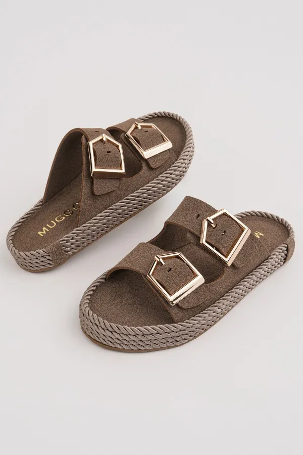 Muggo GOLDY Women's Double Buckle Adjustable Comfortable Sole Casual Slippers Muggo GOLDY Women's Double Buckle Adjustable Comfortable Sole Casual Slippers