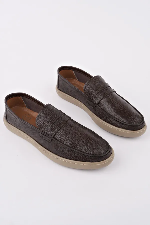 Muggo HARNAZ Chaussures décontractées sans lacets en cuir véritable pour hommes