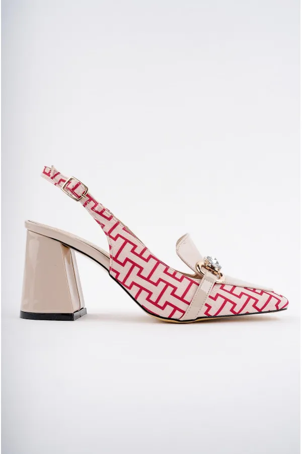 Muggo NİCHOLE Garantili Arkası Açık Kalın Topuklu Tokalı Kadın Ayakkabı