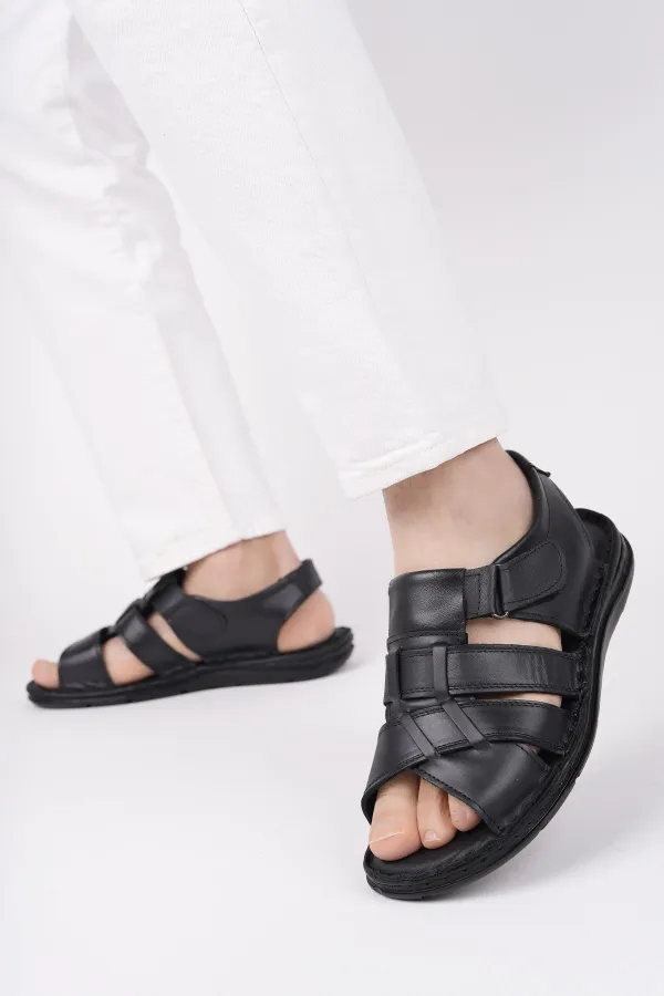 Muggo Charles Guaranteed Men's Casual Genuine Leather Comfortable Soft Sole Orthopedic Sandals