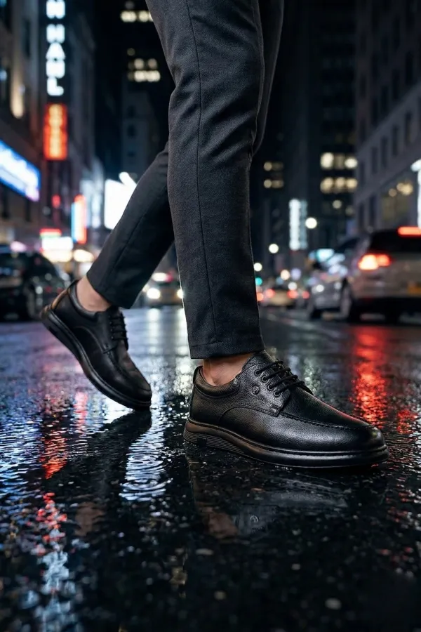 Chaussures décontractées classiques pour hommes Muggo DASH en cuir véritable à lacets et semelle épaisse