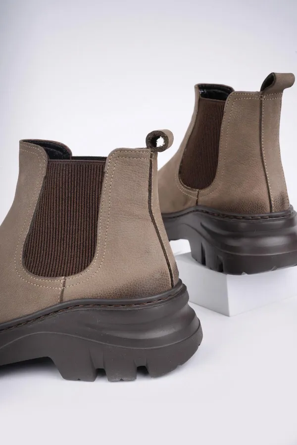 Muggo RAGNAR bottes Chelsea en cuir véritable à semelle épaisse pour hommes