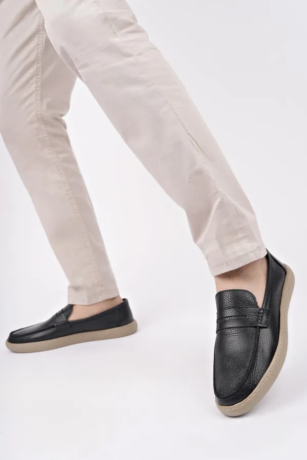 Muggo HARNAZ Chaussures décontractées sans lacets en cuir véritable pour hommes