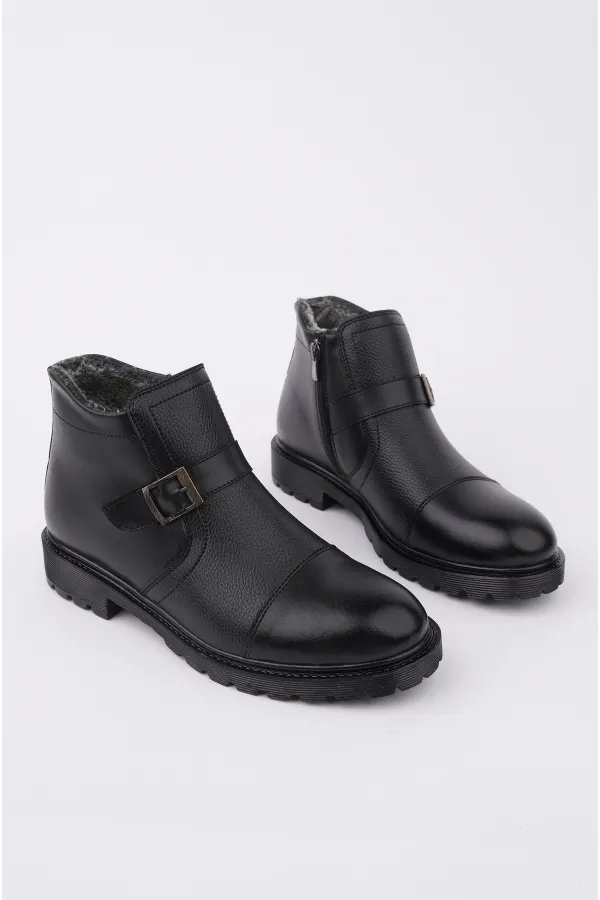 Muggo M1001 Su&soğuk Geçirmez Kürklü Garantili Unisex Kışlık Fermuarlı Bot Kauçuk Taban Sağlam