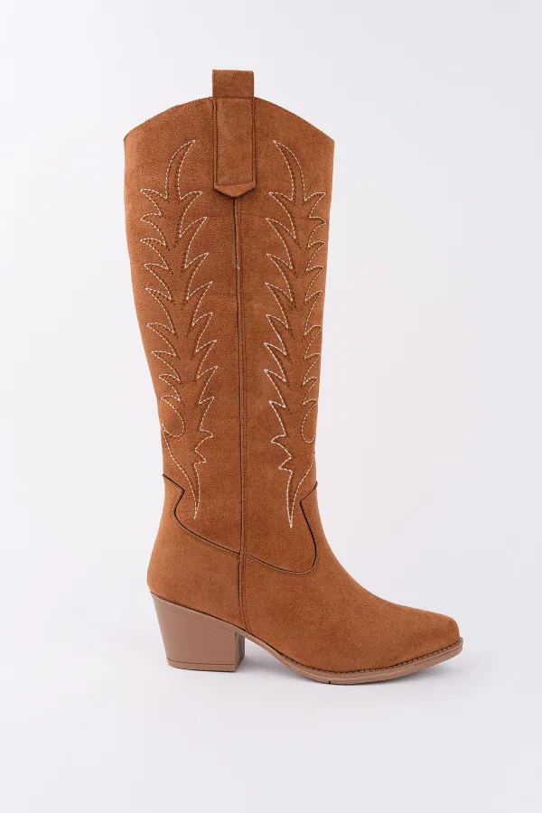 Bottes de cowboy western Muggo TEXAS pour femmes, bout pointu, talon épais brodé 