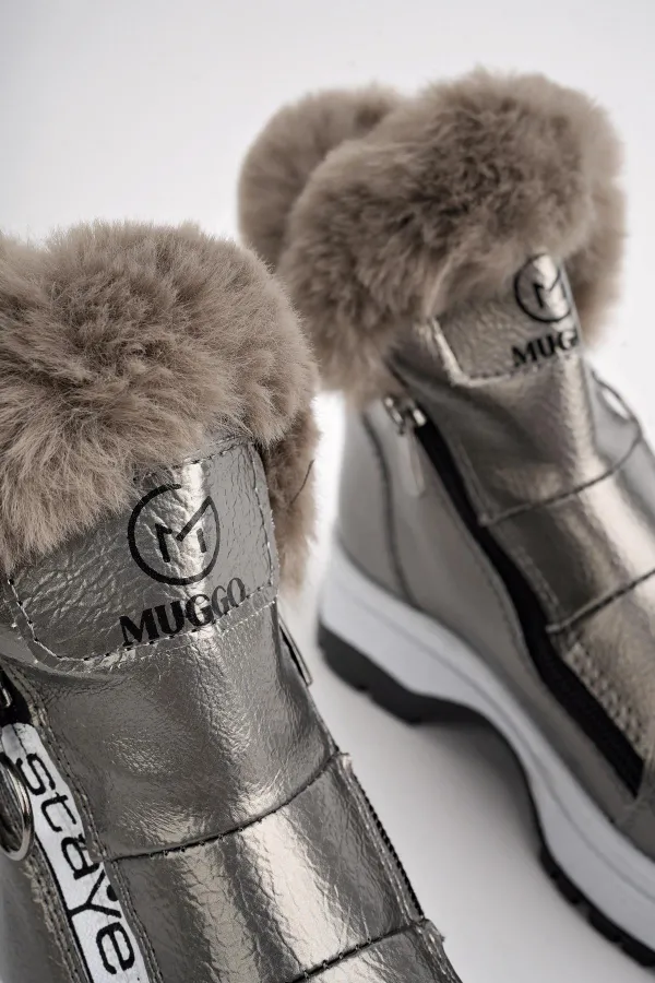 Bottes pour enfants Muggo BUBBLE avec semelle antidérapante garantie, doublure en fourrure et fermeture éclair latérale