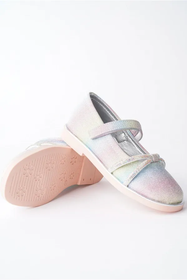 Muggo UNİCORN Garantili Günlük Ortopedik Hafif Taban Taşlı ve Cırtlı Kız Çocuk Babet