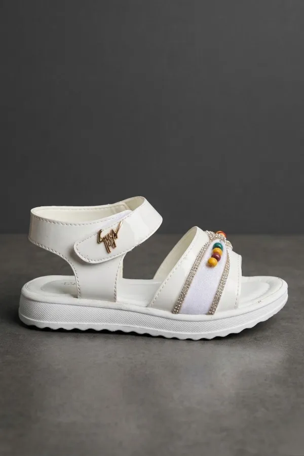 Sandales pour filles Muggo BUTTERFLY avec nœud en perles colorées et fermeture velcro