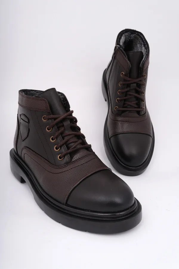 Muggo GUSTA Bağcıklı Fermuarlı İçi Kürklü Erkek Kışlık Bot