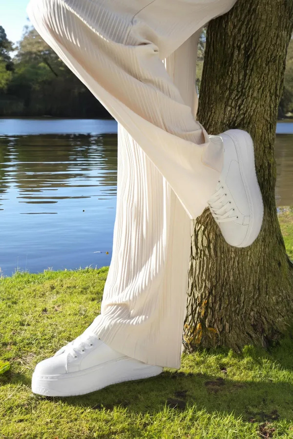 Muggo MİTOS Garantili Kadın Günlük Yüksek Taban Bağcıklı Sneaker Spor Ayakkabı