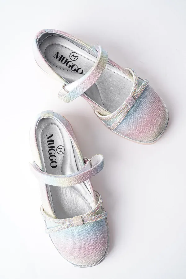 Muggo UNİCORN Garantili Günlük Ortopedik Hafif Taban Taşlı ve Cırtlı Kız Çocuk Babet