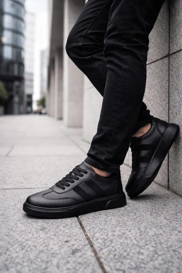 Chaussures de sport décontractées à lacets en cuir véritable Muggo REEDS pour hommes