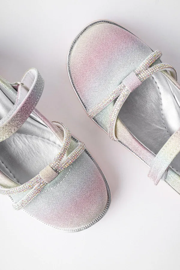 Muggo UNİCORN Garantili Günlük Ortopedik Hafif Taban Taşlı ve Cırtlı Kız Çocuk Babet