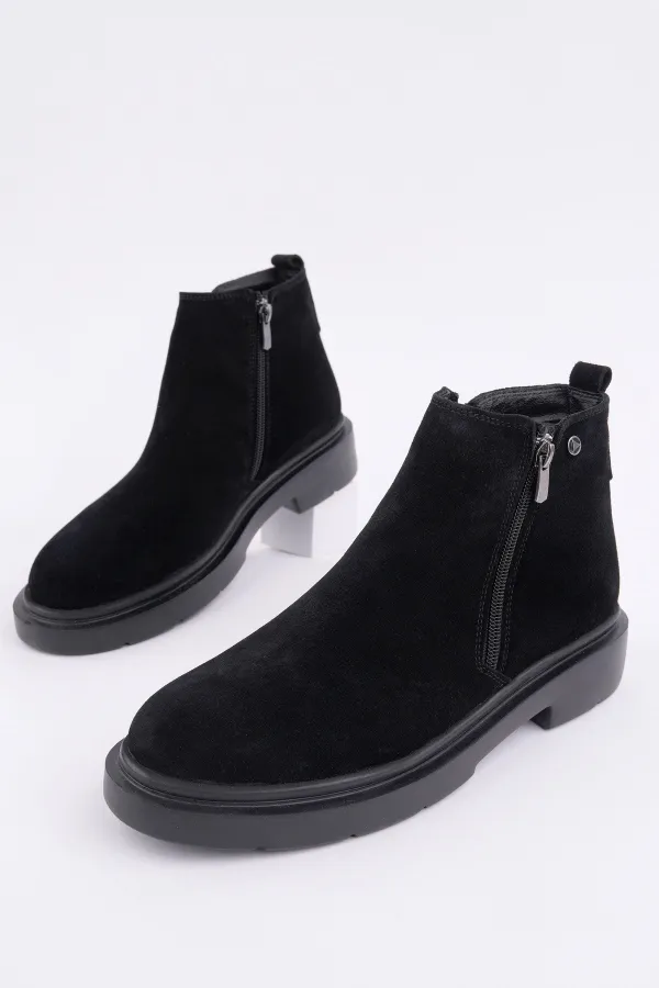 Bottes d'hiver décontractées pour homme Muggo ASTRA en cuir véritable avec double fermeture éclair 