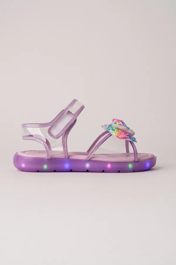 Sandales transparentes à scratch Muggo Pickles avec détails papillon et paillettes