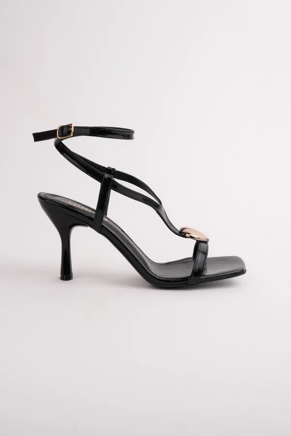 Muggo HEART Women's Sandals with Heart Accessory and Thin Heel