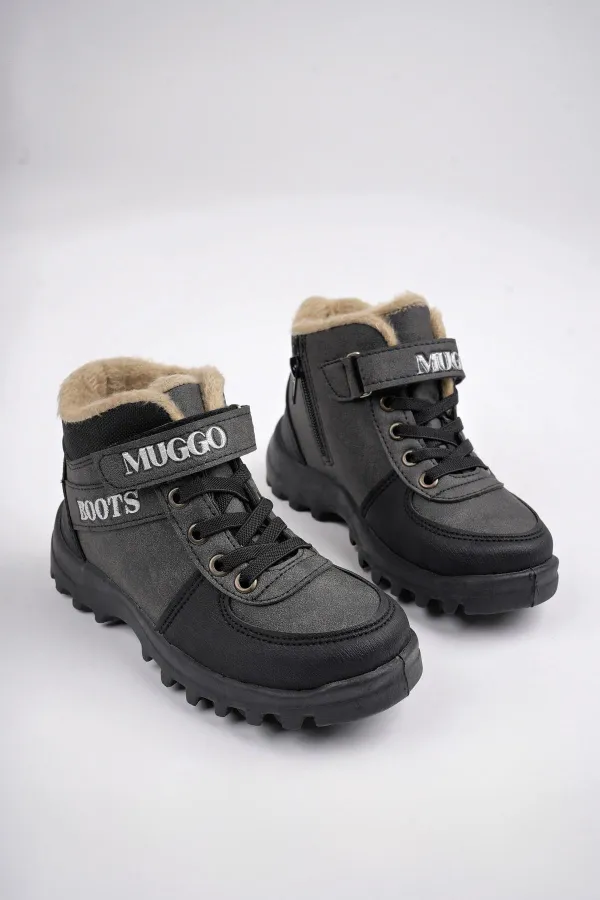 Bottes pour enfants Muggo TRUDY, garanties résistantes au froid, doublées de fourrure, avec fermeture Velcro et lacets