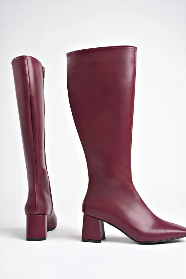 Bottes à talons pour femmes Muggo KAROLINE, bout carré garanti, fermeture éclair latérale