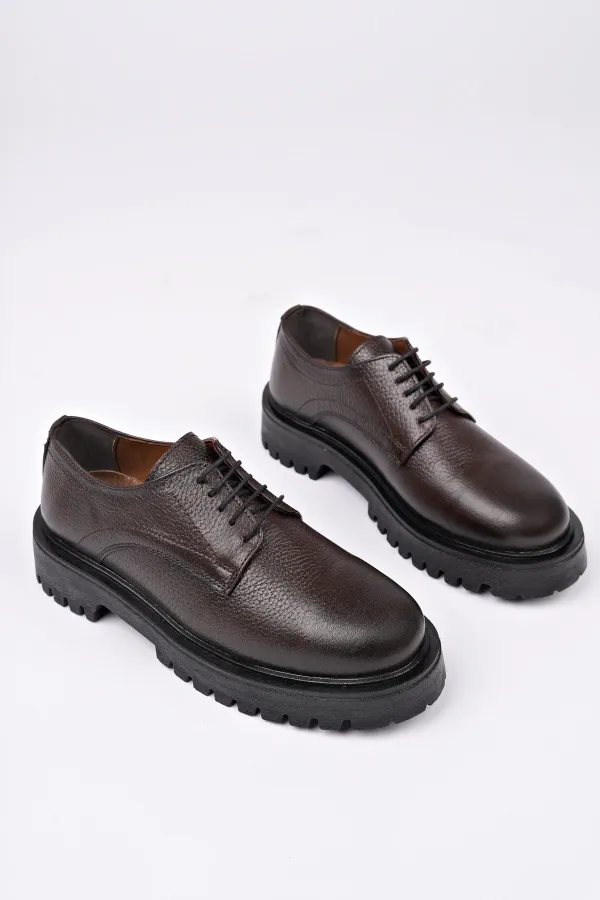 Muggo BLANCA  Bağcıklı Hakiki Deri Kalın Taban Günlük Casual Makosen Kadın Loafer Ayakkabı