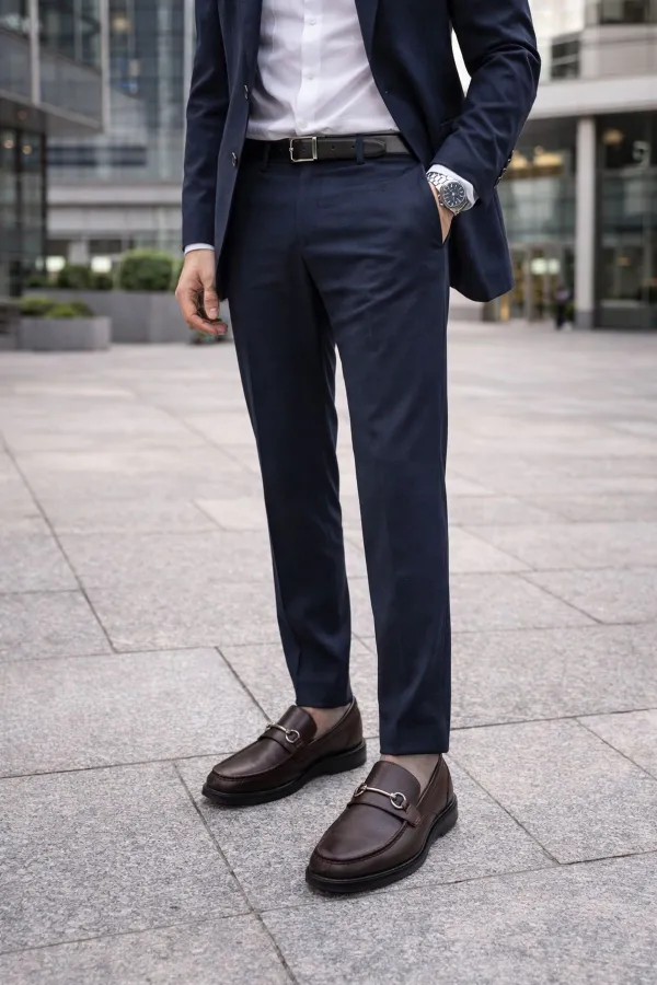 Chaussures décontractées pour hommes Muggo ALFRED en cuir véritable avec boucle en métal et semelle confortable