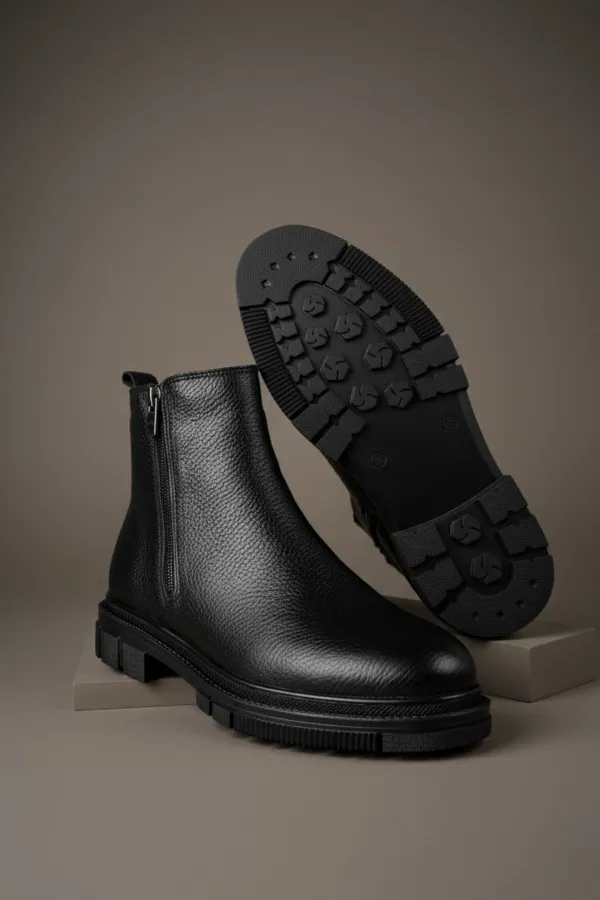 Muggo CHELSEY Genuine Leather Double Zipper Men's Winter Boots