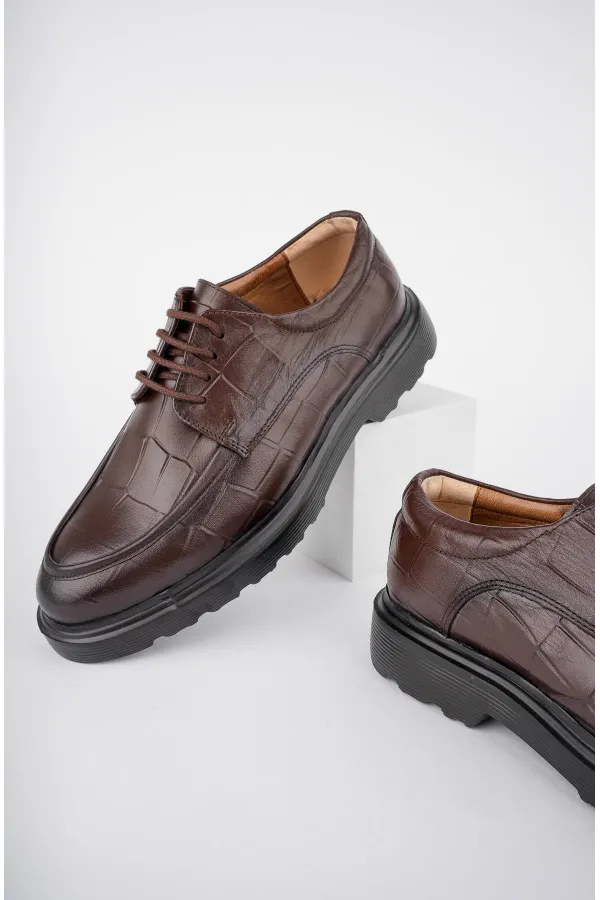 Muggo NORMAN Chaussures pour hommes classiques et confortables en cuir véritable, semelle orthopédique épaisse, idéales au quotidien