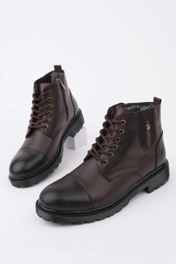 Bottes Muggo RAFA pour hommes, doublées de fourrure, à fermeture éclair et à lacets 