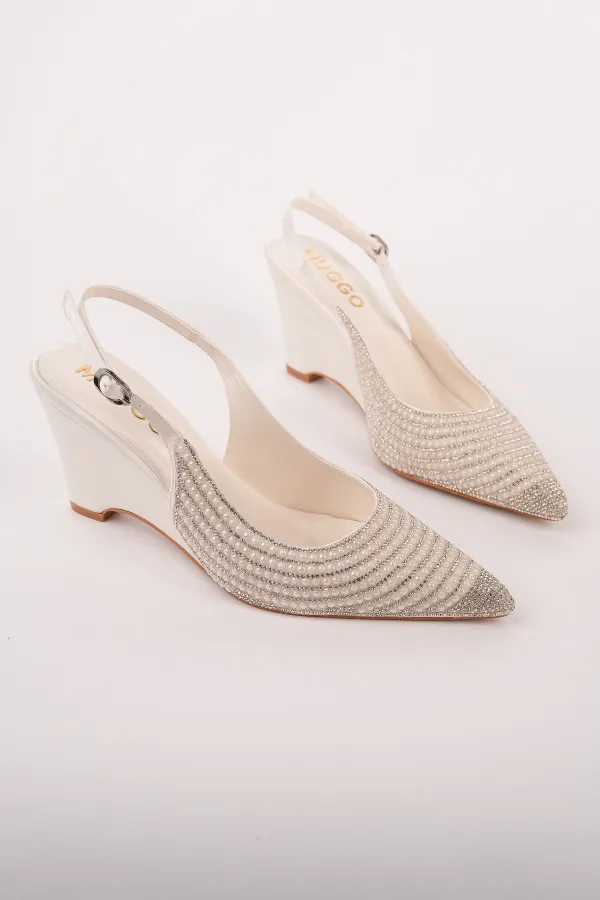 Muggo TIERA Stone and Pearl Embellished Pointed Toe Open Back Women's Platform Dress Shoes Muggo TIERA Stone and Pearl Embellished Pointed Toe Open Back Women's Platform Dress Shoes