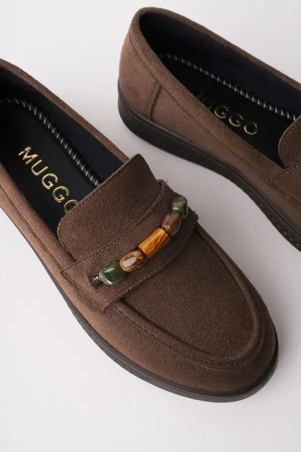 Mocassins décontractés en daim à détails perlés pour femmes Muggo AUREVA