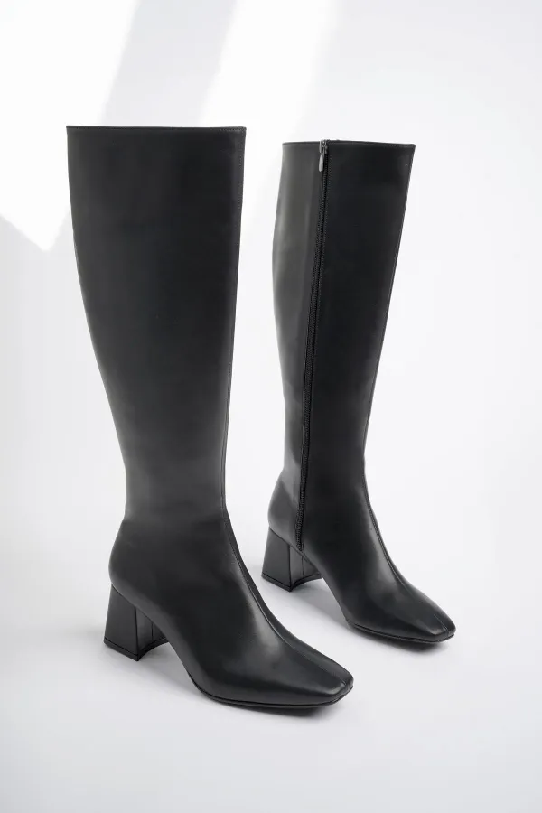 Bottes à talons pour femmes Muggo KAROLINE, bout carré garanti, fermeture éclair latérale