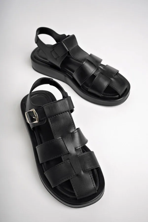 Muggo DOSSİ Guaranteed Platform Heel Ankle Strap Buckle Women's Sandals