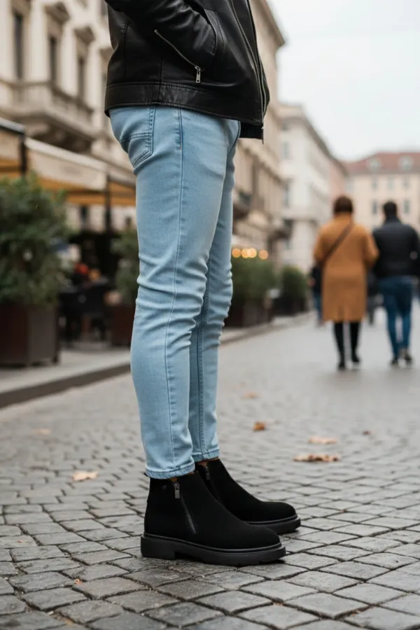 Bottes d'hiver décontractées pour homme Muggo ASTRA en cuir véritable avec double fermeture éclair 