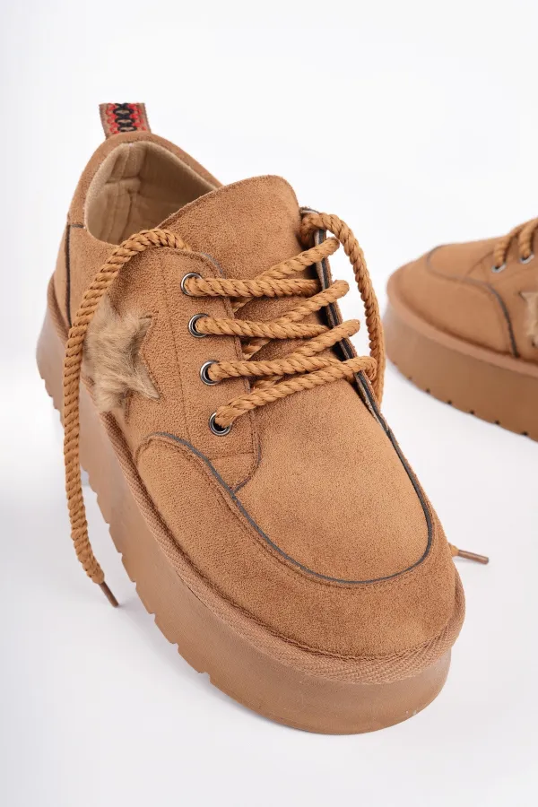 Muggo KOZMOS Kalın Taban Bağcıklı Yıldız Detaylı Kadın Kışlık Sneaker Spor Ayakkabı Muggo KOZMOS Kalın Taban Bağcıklı Yıldız Detaylı Kadın Kışlık Sneaker Spor Ayakkabı
